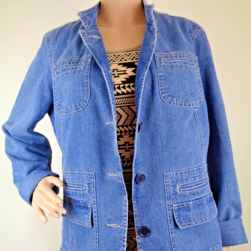 Vtg GLORIA VANDERBILT Womens Jean Jacket Sz Large